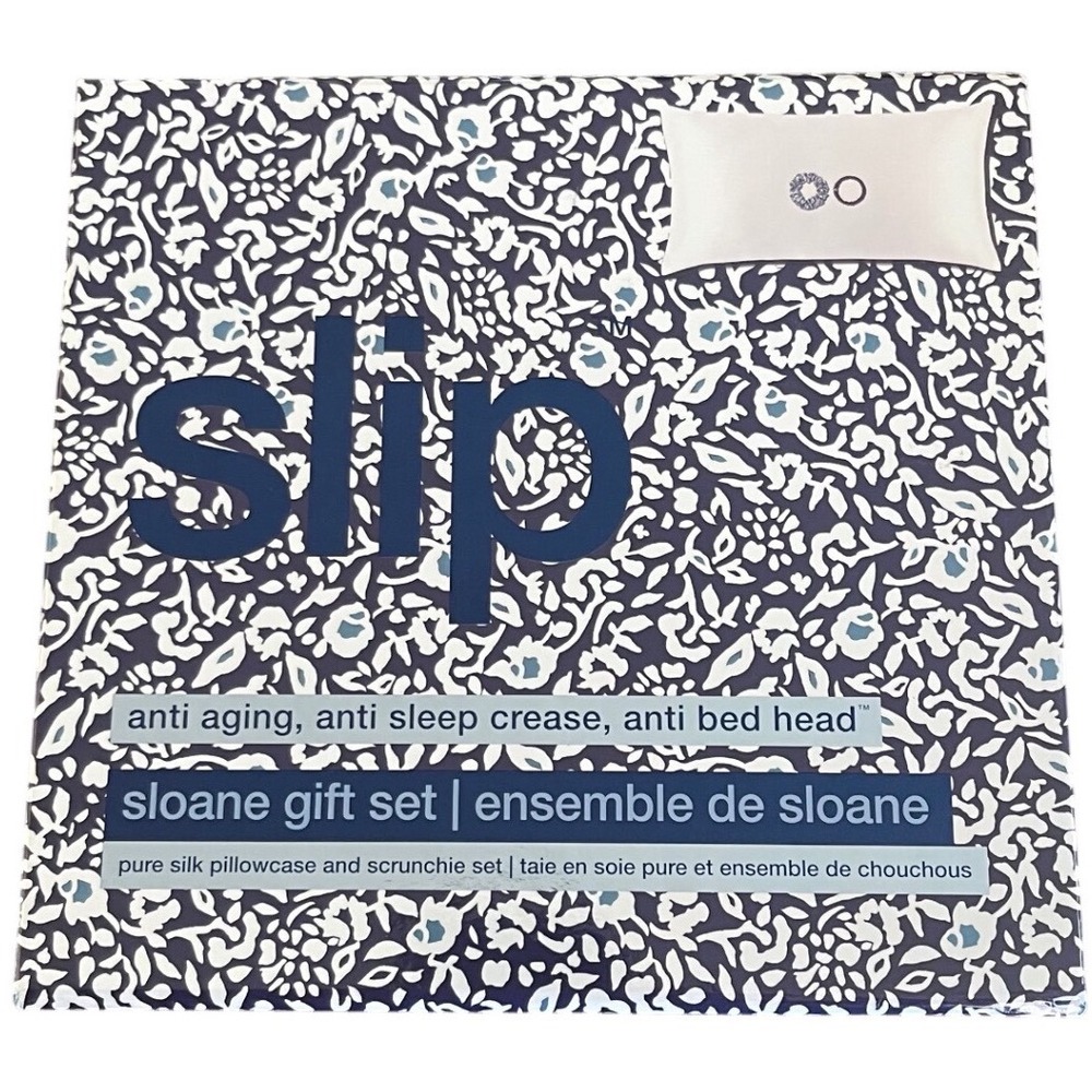 Slip Sloane Gift Set Silk King Pillowcase and Scrunchies White Floral NEW